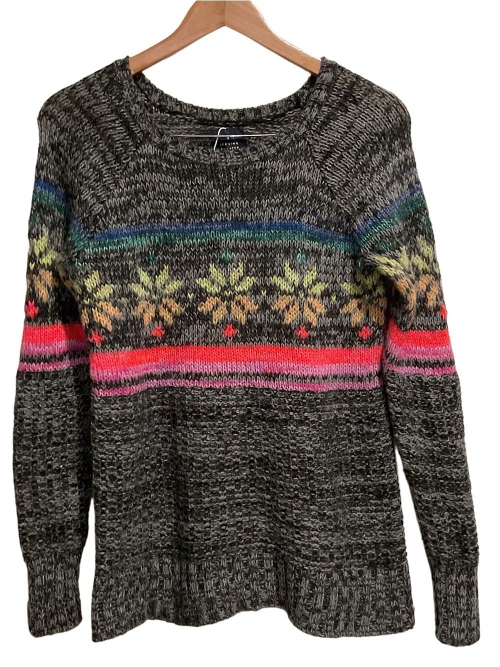 American Eagle Jegging Women’s Sweater Colorful Fair Isle Snowflake Gray Y2K